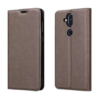 Nokia 8.1 Suojakuori Lompakkokotelo (Ruskea)
