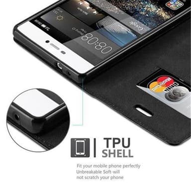 Huawei P8 Suojakuori Lompakkokotelo (Musta)