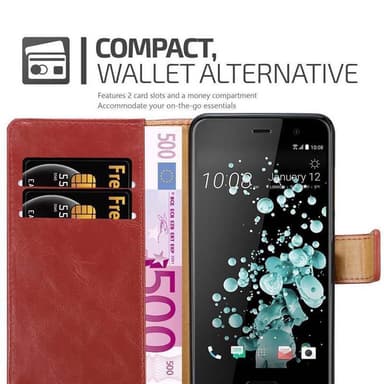 HTC U PLAY Suojakuori Lompakkokotelo (Punainen)