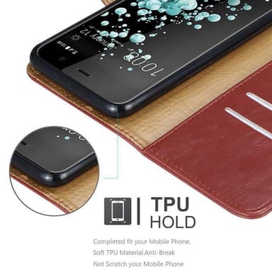 HTC U PLAY Suojakuori Lompakkokotelo (Punainen)
