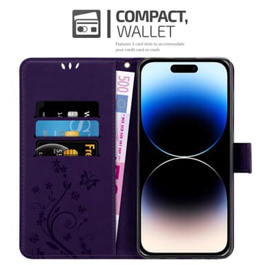 iPhone 14 PRO MAX Suojakuori Lompakkokotelo (Violetti)