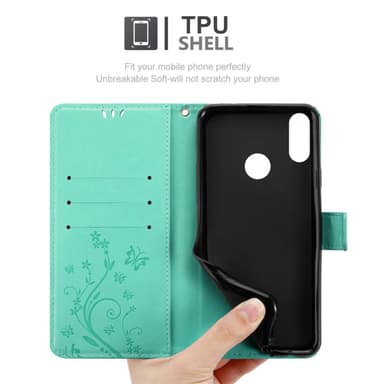 Honor 8C Suojakuori Lompakkokotelo (Turkoosi)