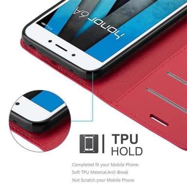 Honor 6A Suojakuori Lompakkokotelo (Punainen)