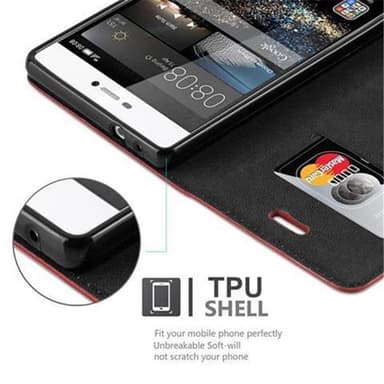 Huawei P8 Suojakuori Lompakkokotelo (Punainen)