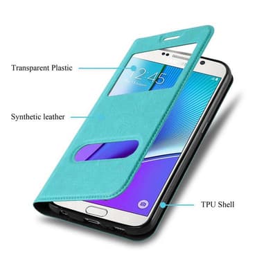 Lompakkokotelo Samsung Galaxy NOTE 5 Case (Turkoosi)