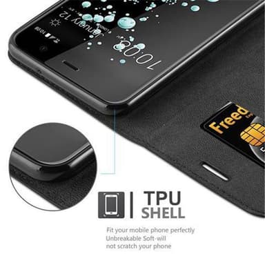 HTC U PLAY Suojakuori Lompakkokotelo (Musta)