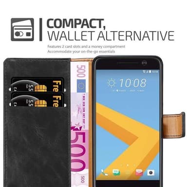 HTC ONE M10 Suojakuori Lompakkokotelo (Musta)