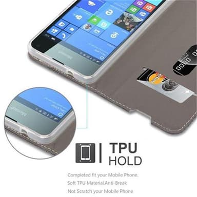 Nokia Lumia 650 Suojakuori Lompakkokotelo (harmaa)