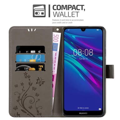 Huawei Y6 2019 Suojakuori Lompakkokotelo (harmaa)