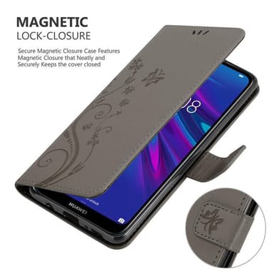 Huawei Y6 2019 Suojakuori Lompakkokotelo (harmaa)