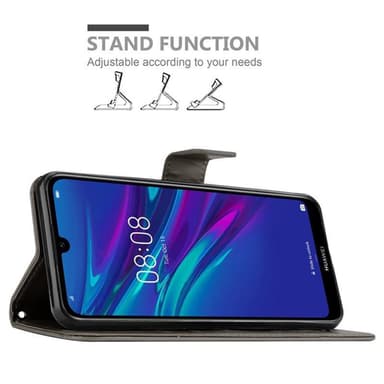 Huawei Y6 2019 Suojakuori Lompakkokotelo (harmaa)