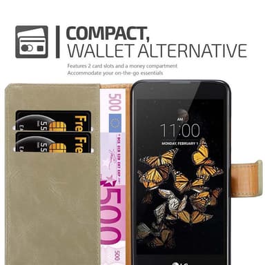 LG K8 2016 Suojakuori Lompakkokotelo (Ruskea)