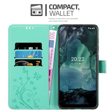 Nokia G11 / G21 Suojakuori Lompakkokotelo (Turkoosi)