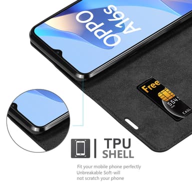 Oppo A16s / A54s Suojakuori Lompakkokotelo (Musta)