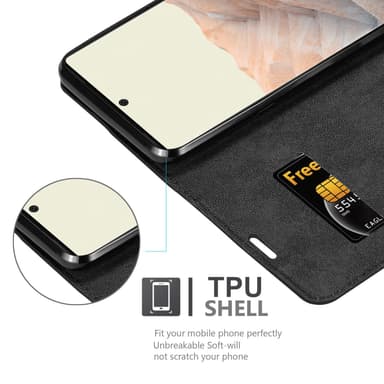 Google PIXEL 6 PRO Suojakuori Lompakkokotelo (Musta)