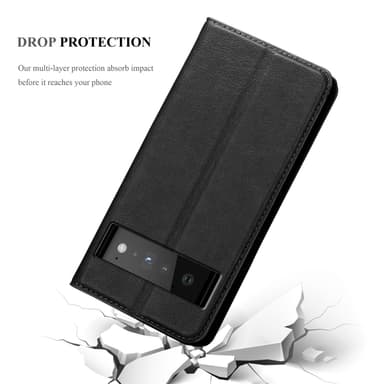 Google PIXEL 6 PRO Suojakuori Lompakkokotelo (Musta)