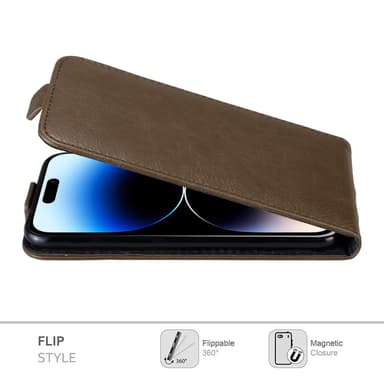 iPhone 14 PRO MAX Suojakuori Lompakkokotelo (Ruskea)