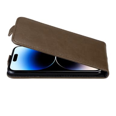 iPhone 14 PRO MAX Suojakuori Lompakkokotelo (Ruskea)
