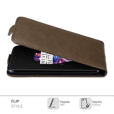 OnePlus 5 Suojakuori Lompakkokotelo (Ruskea)