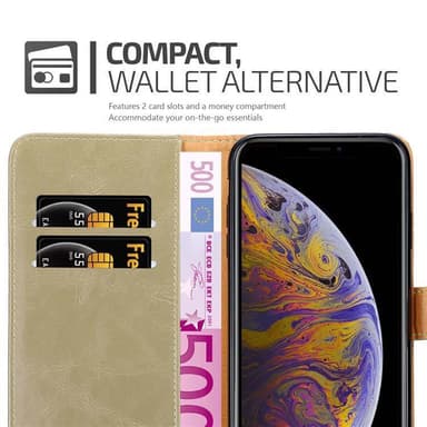 iPhone XS MAX Suojakuori Lompakkokotelo (Ruskea)