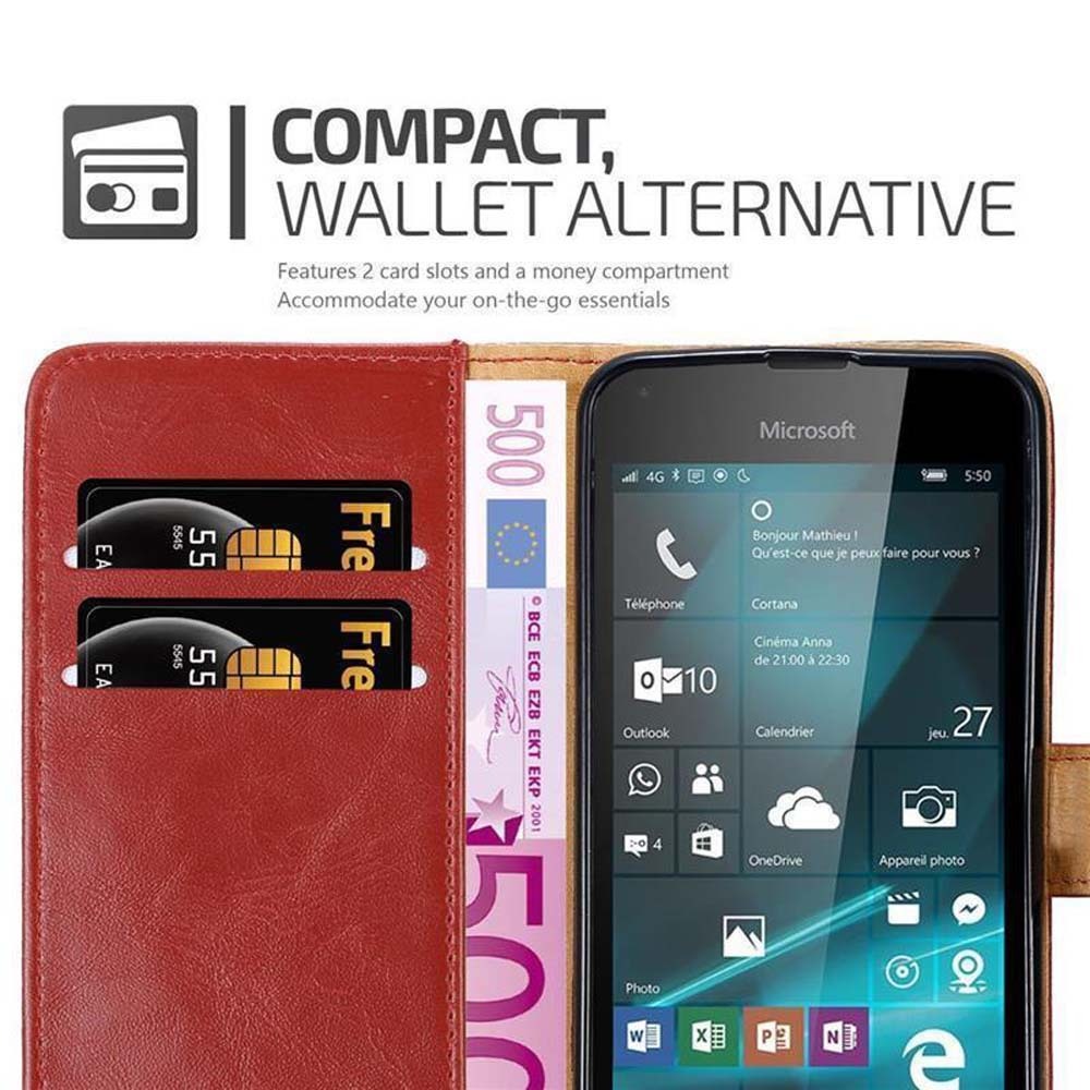 Nokia Lumia 550 Suojakuori Lompakkokotelo (Punainen)