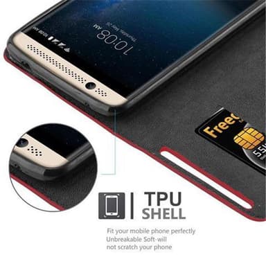 ZTE Axon 7 Suojakuori Lompakkokotelo (Punainen)