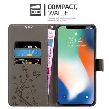 iPhone XS MAX Suojakuori Lompakkokotelo (harmaa)