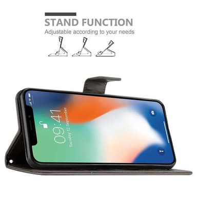 iPhone XS MAX Suojakuori Lompakkokotelo (harmaa)