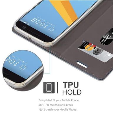 HTC ONE M10 Suojakuori Lompakkokotelo (Sininen)