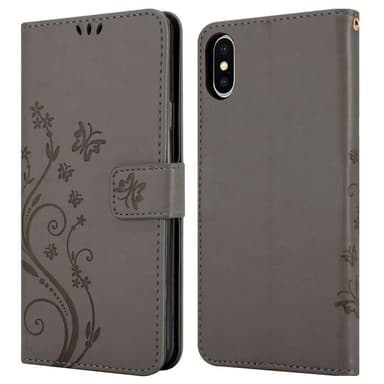 iPhone XS MAX Suojakuori Lompakkokotelo (harmaa)
