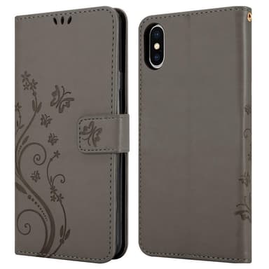 iPhone XS MAX Suojakuori Lompakkokotelo (harmaa)