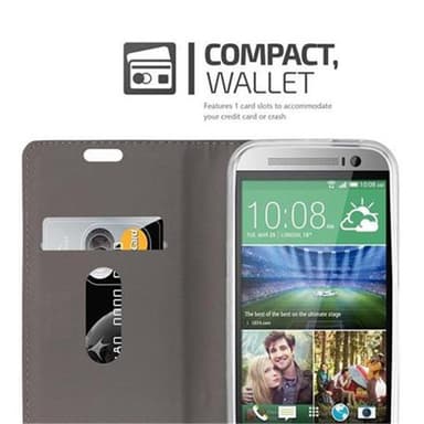 HTC ONE M8 Suojakuori Lompakkokotelo (harmaa)