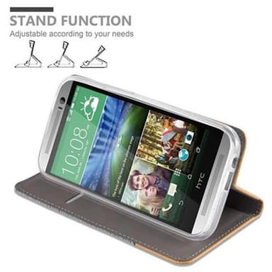 HTC ONE M8 Suojakuori Lompakkokotelo (harmaa)