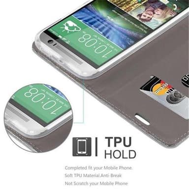 HTC ONE M8 Suojakuori Lompakkokotelo (harmaa)