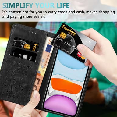 iPhone 11 Suojakuori Lompakkokotelo (Musta)