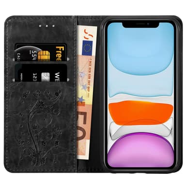 iPhone 11 Suojakuori Lompakkokotelo (Musta)