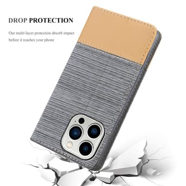 iPhone 14 PRO Suojakuori Lompakkokotelo (harmaa)