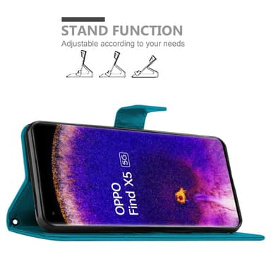 Oppo FIND X5 Suojakuori Lompakkokotelo (Sininen)