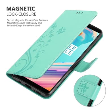 OnePlus 5T Suojakuori Lompakkokotelo (Turkoosi)