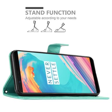 OnePlus 5T Suojakuori Lompakkokotelo (Turkoosi)