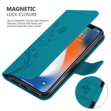 iPhone X / XS Suojakuori Lompakkokotelo (Sininen)