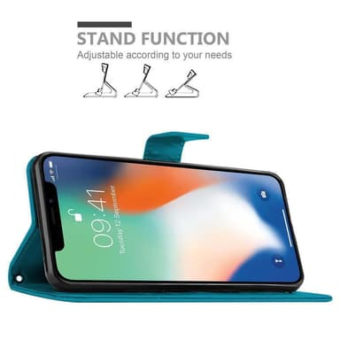 iPhone X / XS Suojakuori Lompakkokotelo (Sininen)