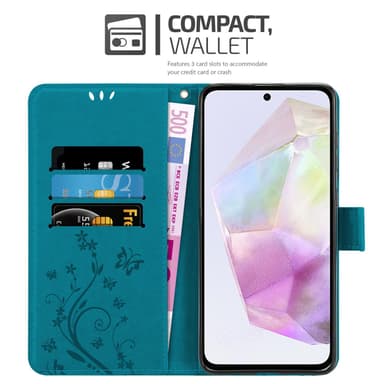 Samsung Galaxy A35 Suojakuori Lompakkokotelo (Sininen)