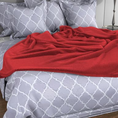 Pehmeä Viltti 200 x 150cm Kattopeitto fleece (glut red)