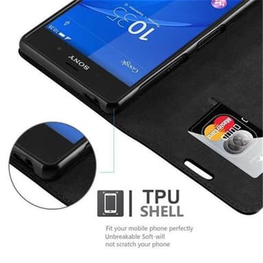Sony Xperia Z3 Suojakuori Lompakkokotelo (Musta)
