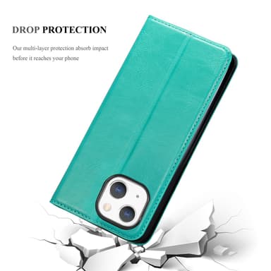 iPhone 13 Suojakuori Lompakkokotelo (Turkoosi)