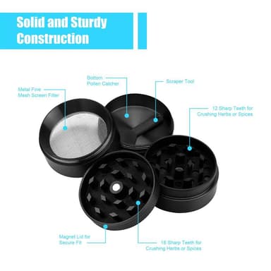 Grinder Keittiömurskain Yrtit Mausteet Tupakka (musta)