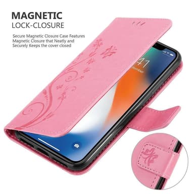 iPhone XR Suojakuori Lompakkokotelo (Vaaleanpunainen)