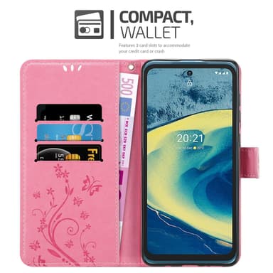 Nokia XR20 Suojakuori Lompakkokotelo (Vaaleanpunainen)