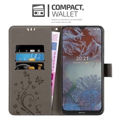 Nokia G10 / G20 Suojakuori Lompakkokotelo (harmaa)